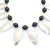 Miramontes - Necklace with Twelve Silver Laurel Leaves and Eleven Large Onyx Beads, 16.5 length (J91305-117-008) 2
