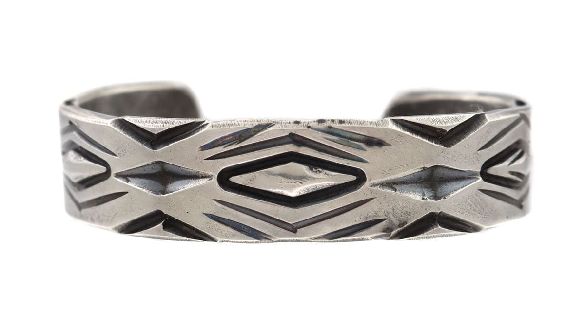 Miramontes - Silver Cuff #1 with Deeply Stamped Geometric Design, size 7 (J91305-1221-001)