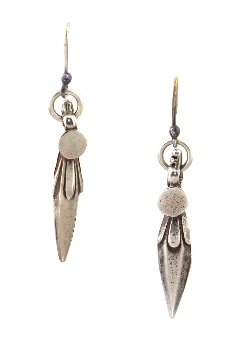 Miramontes - Silver Stylized Blossom Hook Earrings, 2.25" x 0.375" (J91305-1221-006)