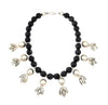 Miramontes - Necklace with 8 Large Silver "Anniversary" Blossoms on Onyx Beads, 18" Length (J91305-1221-014)