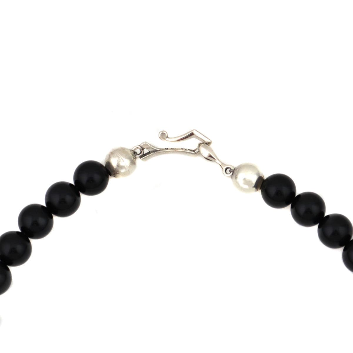 Miramontes - Necklace on Onyx Beads with a Large Silver "Anniversary" Blossom, 16" Length (J91305-1221-021)2