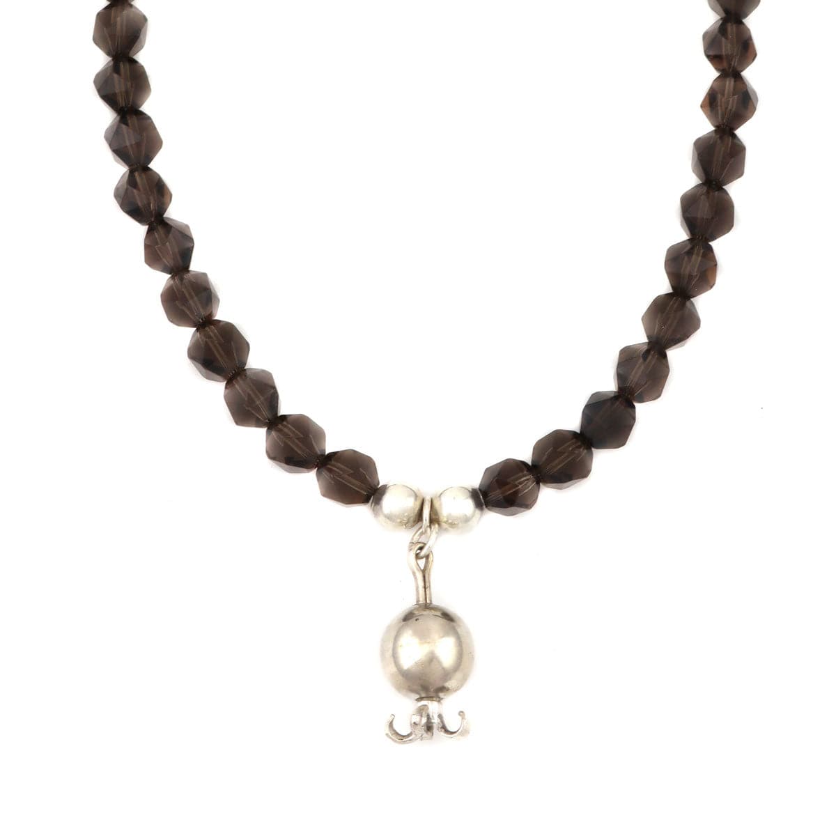 Miramontes - Necklace on Faceted Smoke Quartz Beads and Silver Pomegranate, 16" Length (J91305-1221-022)1