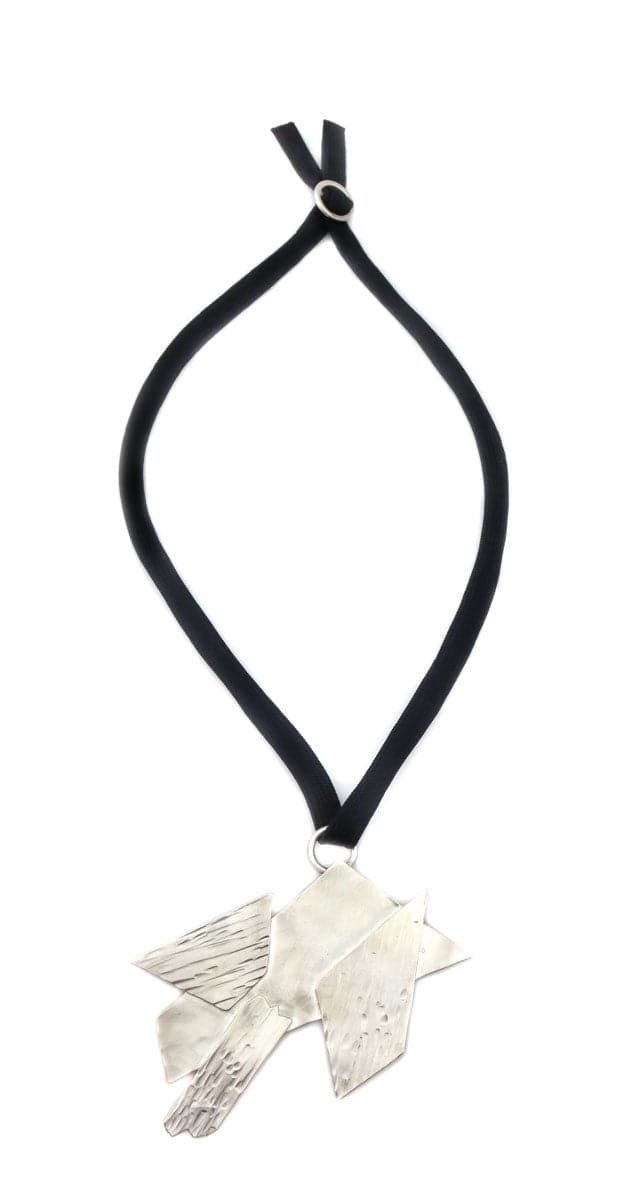 Miramontes - Necklace with Silver Abstract Pectoral Pendant #2, 28" Adjustable Length (J91305-1221-024)