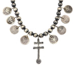 Miramontes - Old Style Necklace with Silver Beads, Barber Silver Quarters, and Double Bar Cross Pendant, 23" Length (J91305-1221-029)3