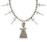 Miramontes - Old Style Necklace with Silver Beads with Silver Crosses and Dancing Kachina Pueblo Pendant, 25" Length (J91305-1221-031)1