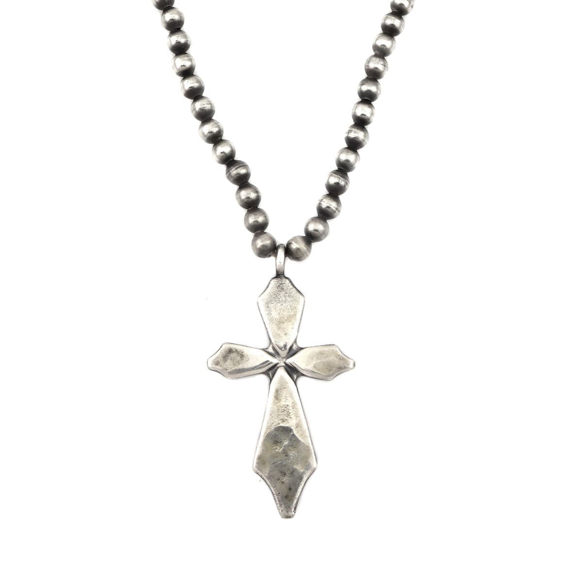 Miramontes - Old Style Necklace with Silver Beads and Sandcast Silver Cross Pendant (J91305-1221-034)1