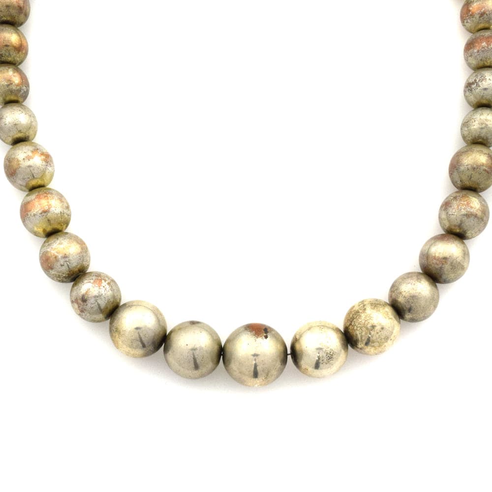 Mexican Silver Beaded Necklace c. 1980s, 18" length
