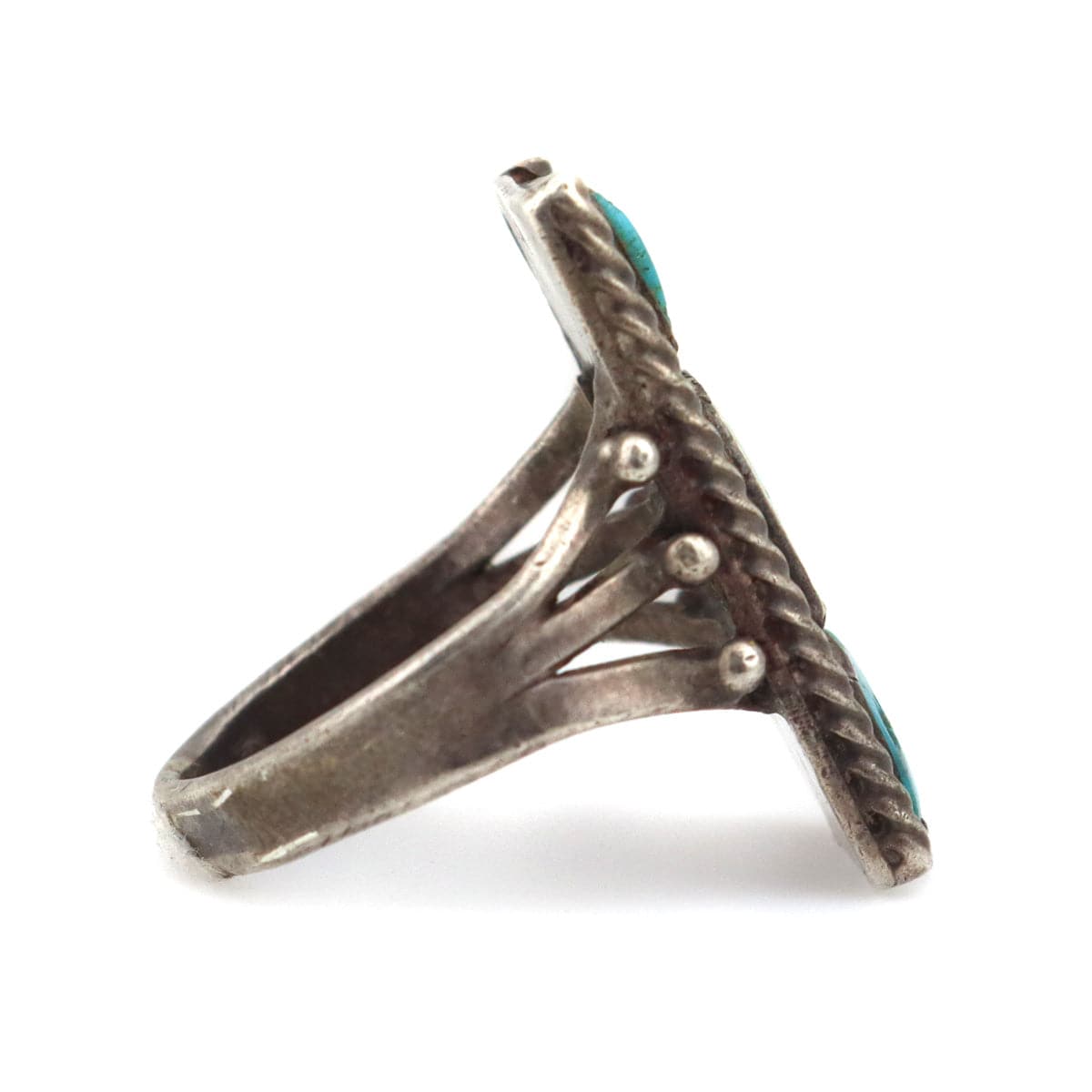 Navajo Turquoise and Silver Ring c. 1930s, size 10.25 (J91427-0222-012) 1