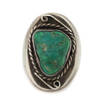 Navajo Turquoise and Silver Ring c. 1950s, size 10 (J91427-0222-020)