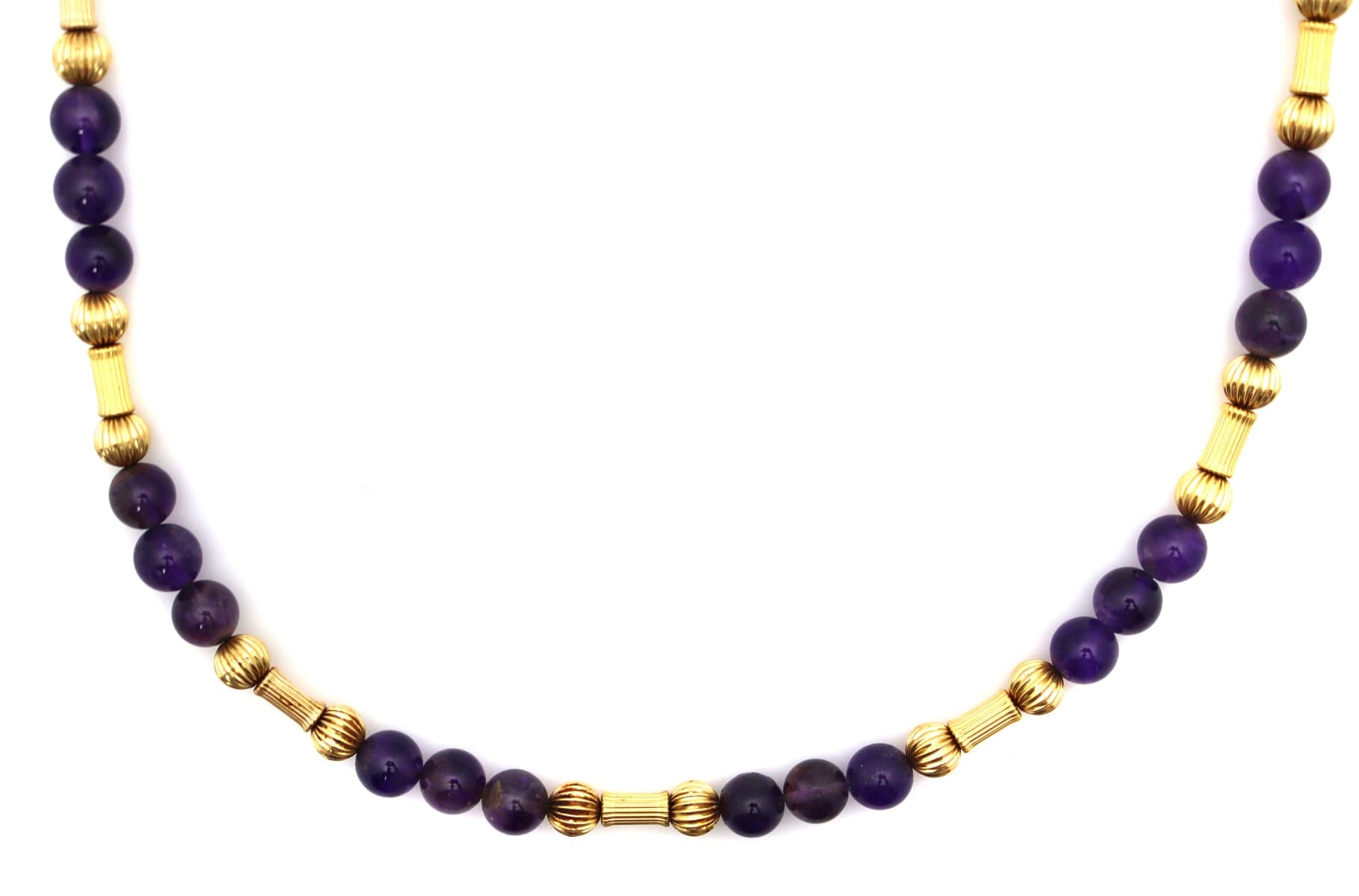 Amethyst and 14K Gold Beade Necklace, Strung by Frank Patania, Jr., 32" length (J91620A-0221-014)2
