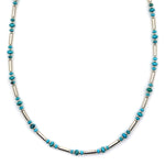 Frank Patania, Jr. - Turquoise and Sterling Silver Beaded Necklace, 30" length (J91620A-0221-017)