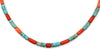 Coral, Turquoise, and Sterling Silver Heishi-Style Necklace, Strung by Frank Patania, Jr., 23" length (J91620A-0221-022)1