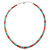 Coral, Turquoise, and Sterling Silver Heishi-Style Necklace, Strung by Frank Patania, Jr., 23" length (J91620A-0221-022)