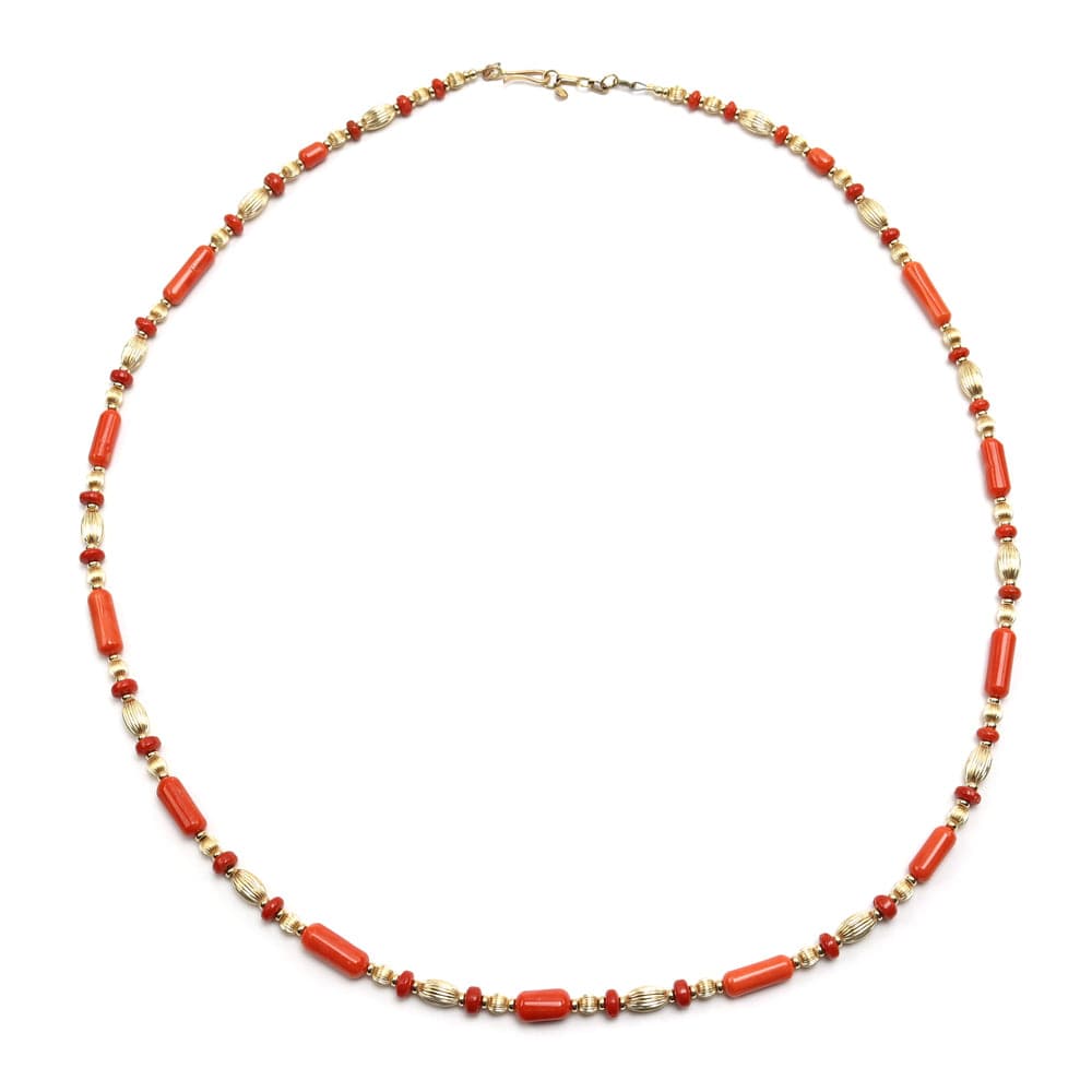 Frank Patania, Jr. - Natural Coral and 14K Gold Beaded Necklace, 31" length (J91620A-0620-002) 1
