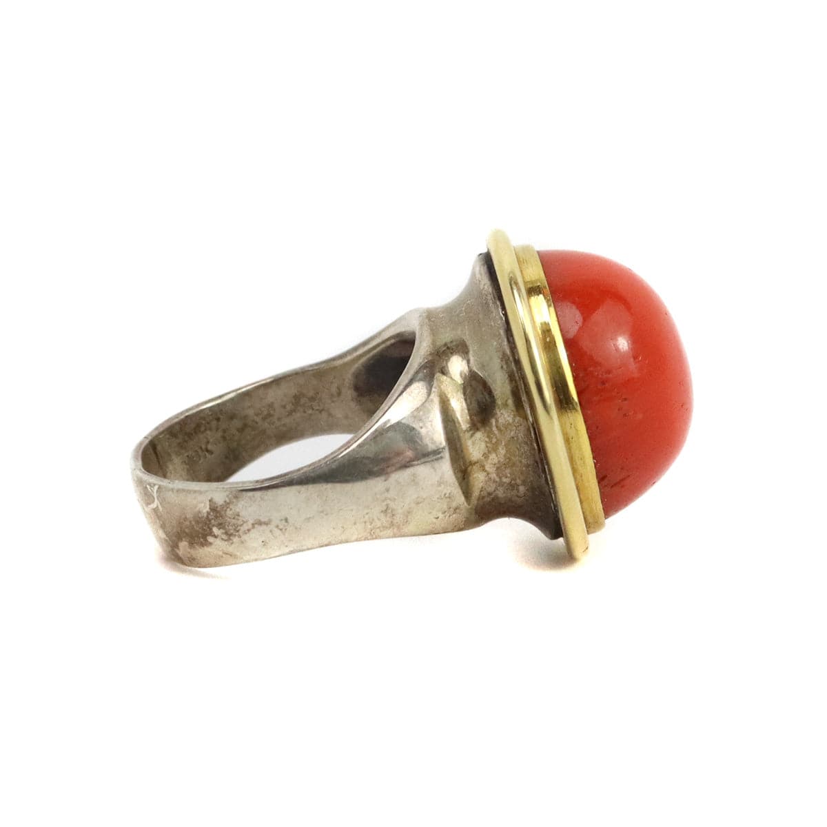 Frank Frank Jr. - Coral, 18K Gold, and Sterling Silver Ring, size 10.25 (J91699-0123-010) 2