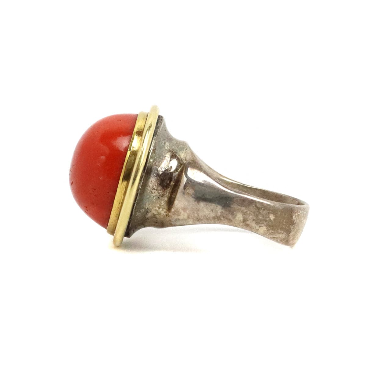 Frank Frank Jr. - Coral, 18K Gold, and Sterling Silver Ring, size 10.25 (J91699-0123-010) 4