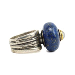 Frank Frank Jr. - Lapis Lazuli, Moonstone, 14K Gold, and Sterling Silver Ring, size 10.5 (J91699-0123-014) 2