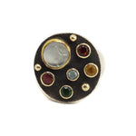 Frank Patania Jr. - Multi-Stone, 14K Gold, and Sterling Silver Moonface Ring, size 9.75 (J91699-0123-018)