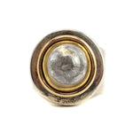 Frank Patania Jr. - Sterling Silver and 14K Gold Ring with High Dome Crystal with Diamond Inside (by Henry Hunt), size 9.75 (J91699-0123-019)