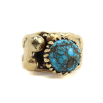 Frank Patania Jr. - Persian Turquoise, 14K Gold, Ring with Mushroom Design c. 1970, size 9.75 (J91699-0123-023)