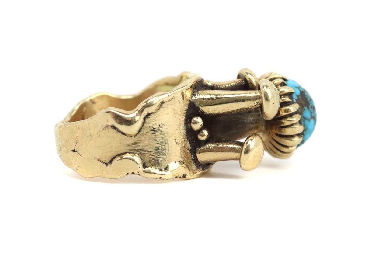 Frank Patania Jr. - Persian Turquoise, 14K Gold, Ring with Mushroom Design c. 1970, size 9.75 (J91699-0123-023) 2