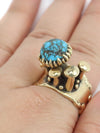 Frank Patania Jr. - Persian Turquoise, 14K Gold, Ring with Mushroom Design c. 1970, size 9.75 (J91699-0123-023) 6