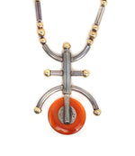 Frank Patania Jr. - Moonstone, Carnelian, and Sterling Silver Necklace, 22" length, 2.625" x 1.75" pendant (J91699-0123-034) 2