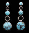 Sam Patania Collection - "Moda Trios" Yungai (Chinese)Turquoise and Sterling Silver Dangle Post Earrings, 3.25" x 1" (J91699-0221-014)

