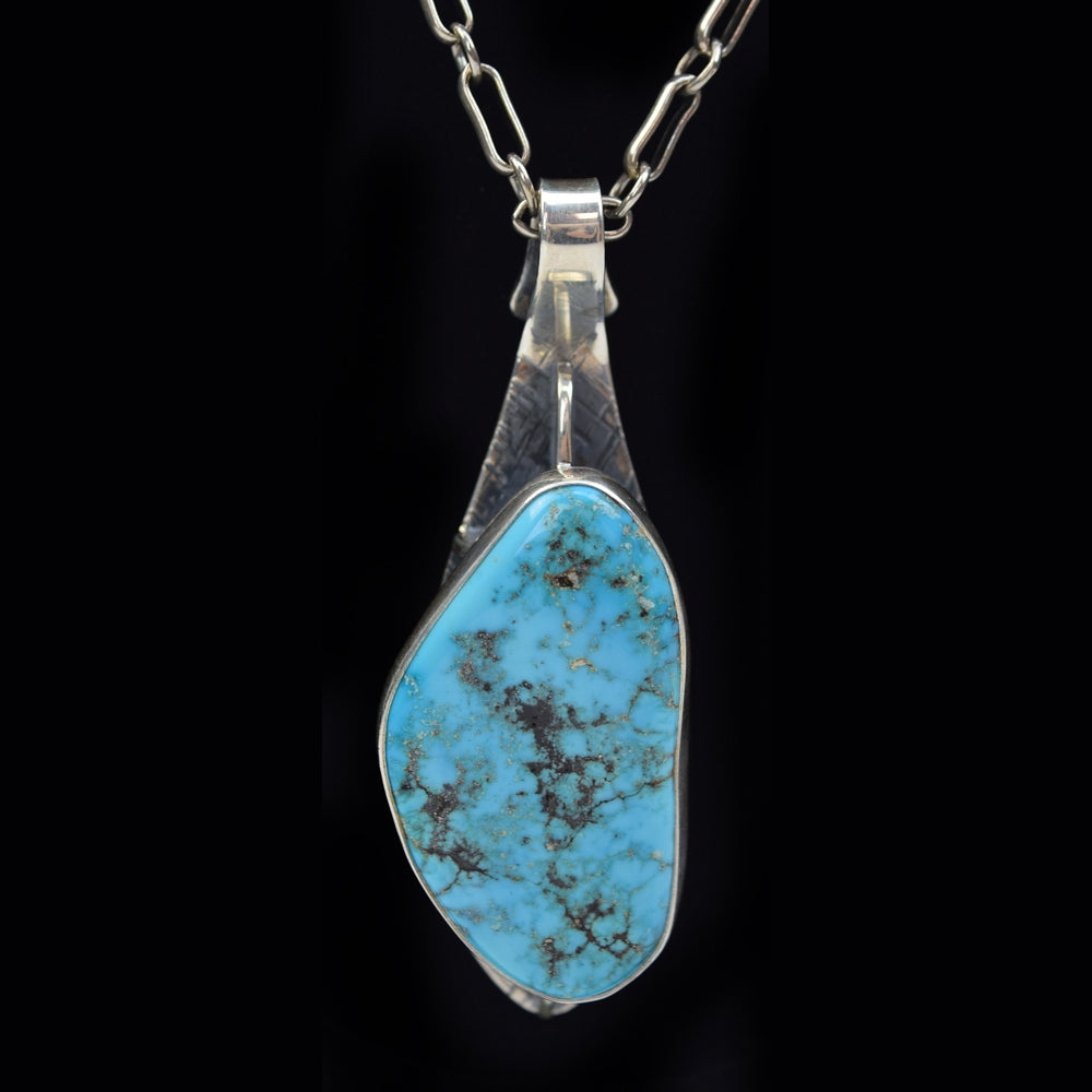 Sam Patania - Couture Morenci Turquoise and Sterling Silver Substructure Pendant and Chain