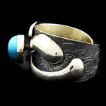 Sam Patania - Contemporary Bisbee Turquoise and Silver Bracelet, size 6.75 (J91699-0819-001)2