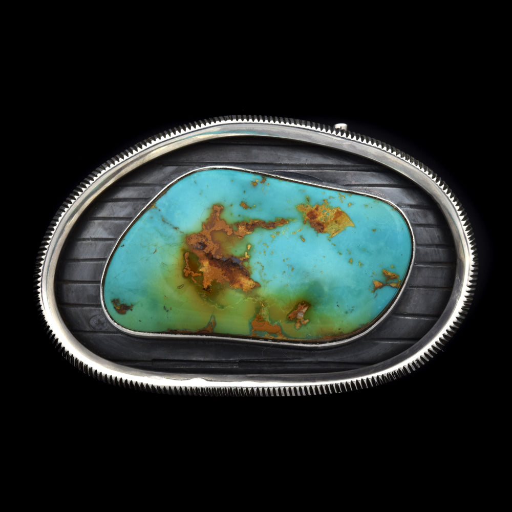 Sam Patania - Contemporary Royston Turquoise and Silver Belt Buckle, 1.75" x 2.75" (J91699-0819-005)1