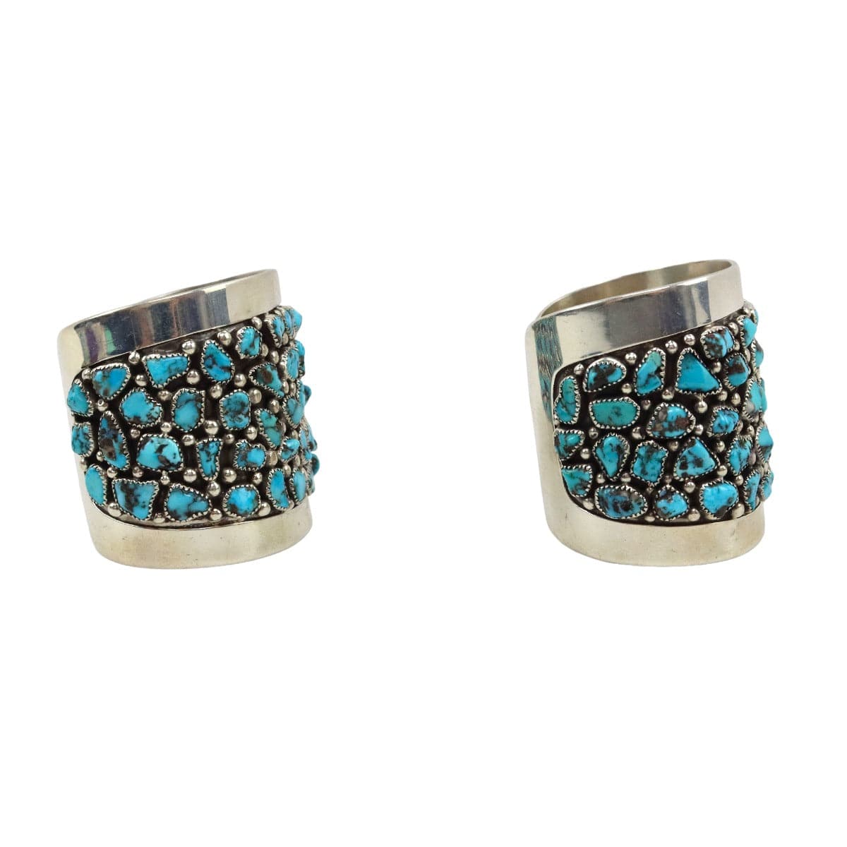 Frank Patania Sr. (1898-1964) - Pair of Burnham Turquoise Nugget and Silver Cuffs c. 1950, size 6.5 each (J91699-1022-004) 1