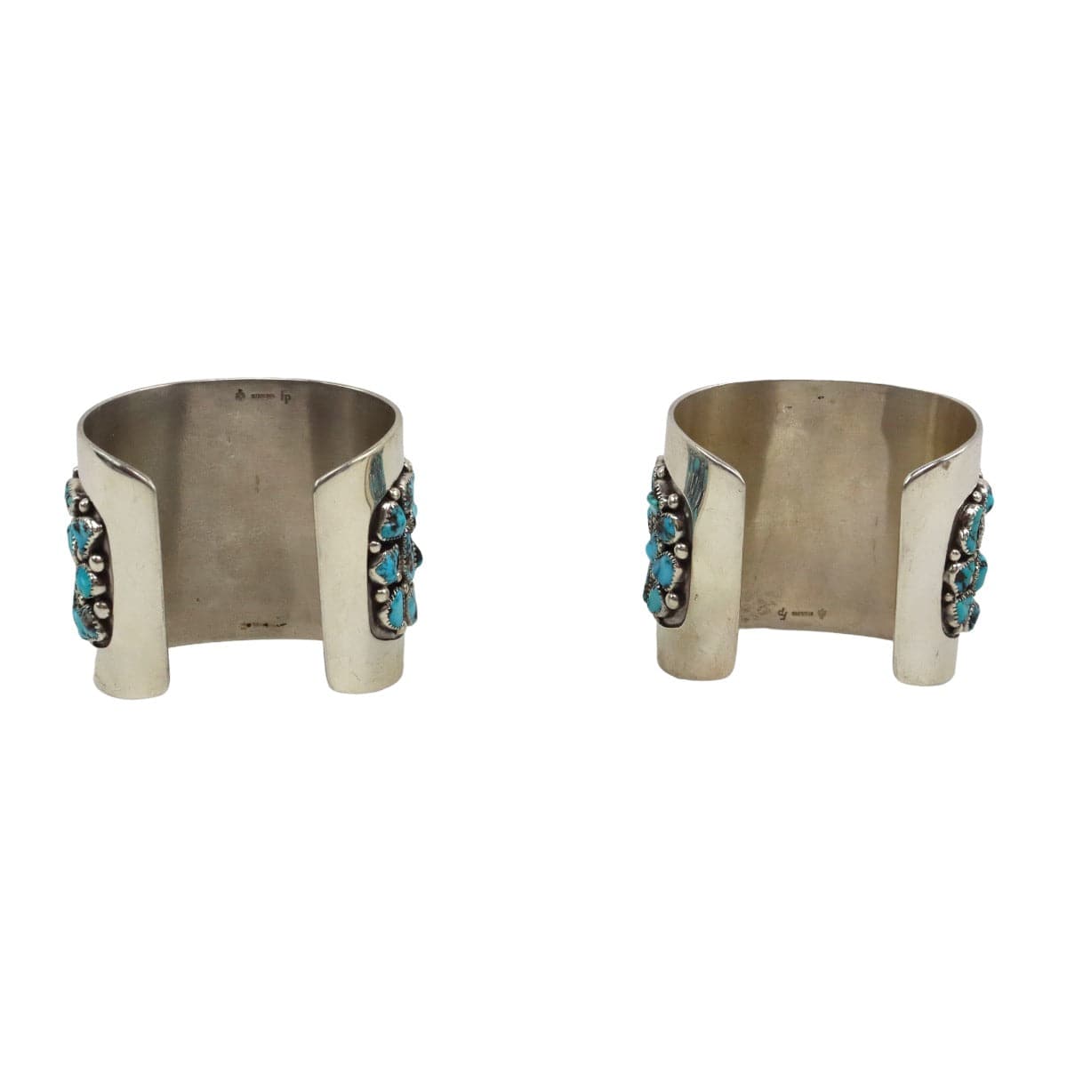 Frank Patania Sr. (1898-1964) - Pair of Burnham Turquoise Nugget and Silver Cuffs c. 1950, size 6.5 each (J91699-1022-004) 2
