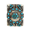 Frank Patania Sr. (1898-1964) - Turquoise and Silver Father's Folly Cuff with Multiple Carpentments c. 1955, size 6.75 (J91699-1022-006)