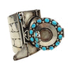 Frank Patania Sr. (1898-1964) - Turquoise and Silver Father's Folly Cuff with Multiple Carpentments c. 1955, size 6.75 (J91699-1022-006) 5