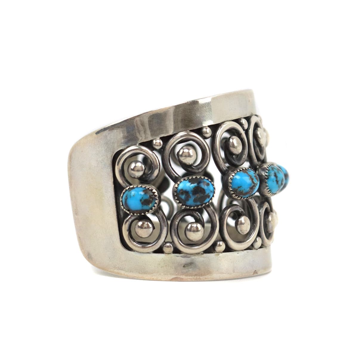 Frank Patania Sr. (1898-1964) - Persian Turquoise and Sterling Silver Bracelet c. 1950s, size 7.25 (J91699-1022-020) 1