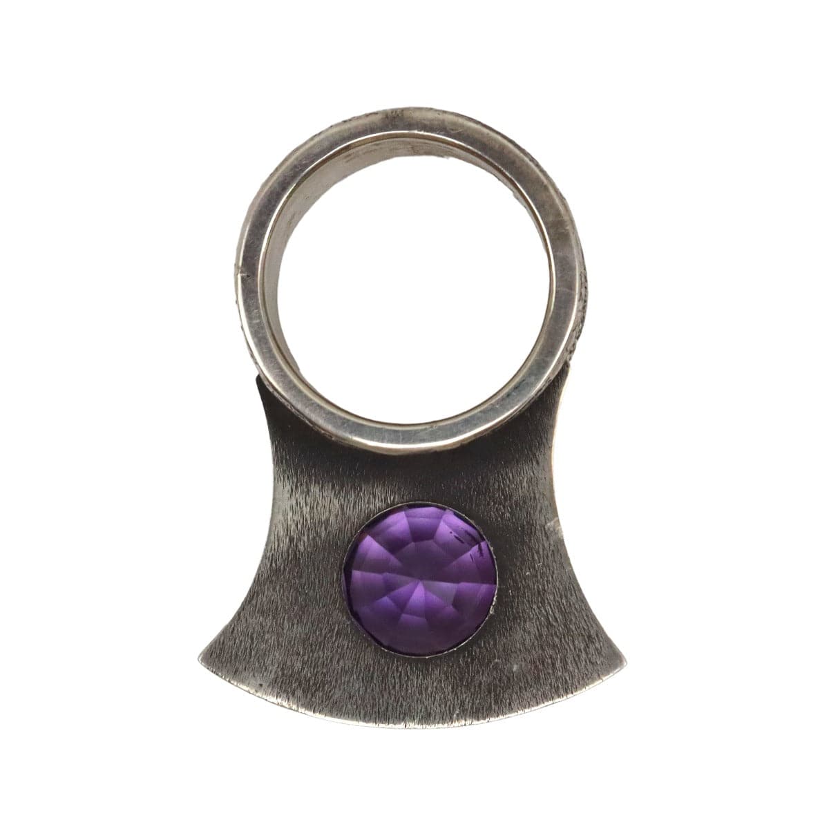 Frank Patania Jr. - Amethyst and Sterling Silver Asymmetrical Ring c. 2012, size 9 (J15529)