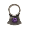 Frank Patania Jr. - Amethyst and Sterling Silver Asymmetrical Ring c. 2012, size 9 (J15529)