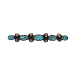 Frank Patania Jr. - Number 8 Spider Web Turquoise and Silver Hair Barrette c. 1950-60s, 0.25" x 2.125" (J91699-1022-045)