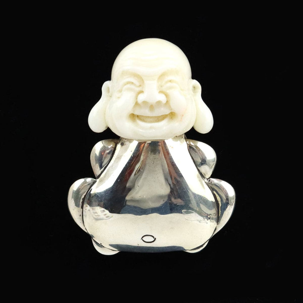 Frank Patania Jr. - White Coral and Sterling Silver Buddha Pin c. 2012, 2.5" x 1.75" (J91699-1022-052)