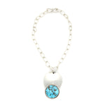 Sam Patania - Couture Natural Blue Gem Turquoise and Sterling Silver Pendant and Chain, 3.25" x 2" pendant (J91699-1220-003) 1
