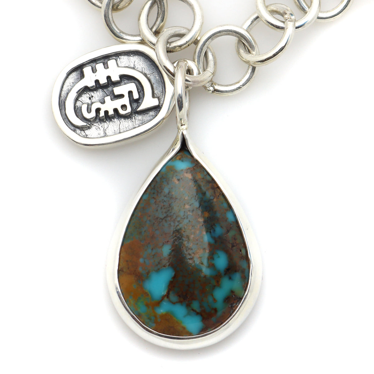 Sam Patania Collection - "Aja" Treated Naja Turquoise and Sterling Silver Silver Bracelet, size 7 (J91699-1220-008) 1
