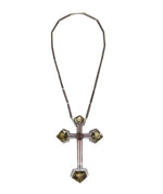 Frank Patania Jr. - Citrine, 14K Gold, and Sterling Silver Cross Pendant with Chain, 19" length, 5" x 3.5" pendant (J91699-1222-014)1