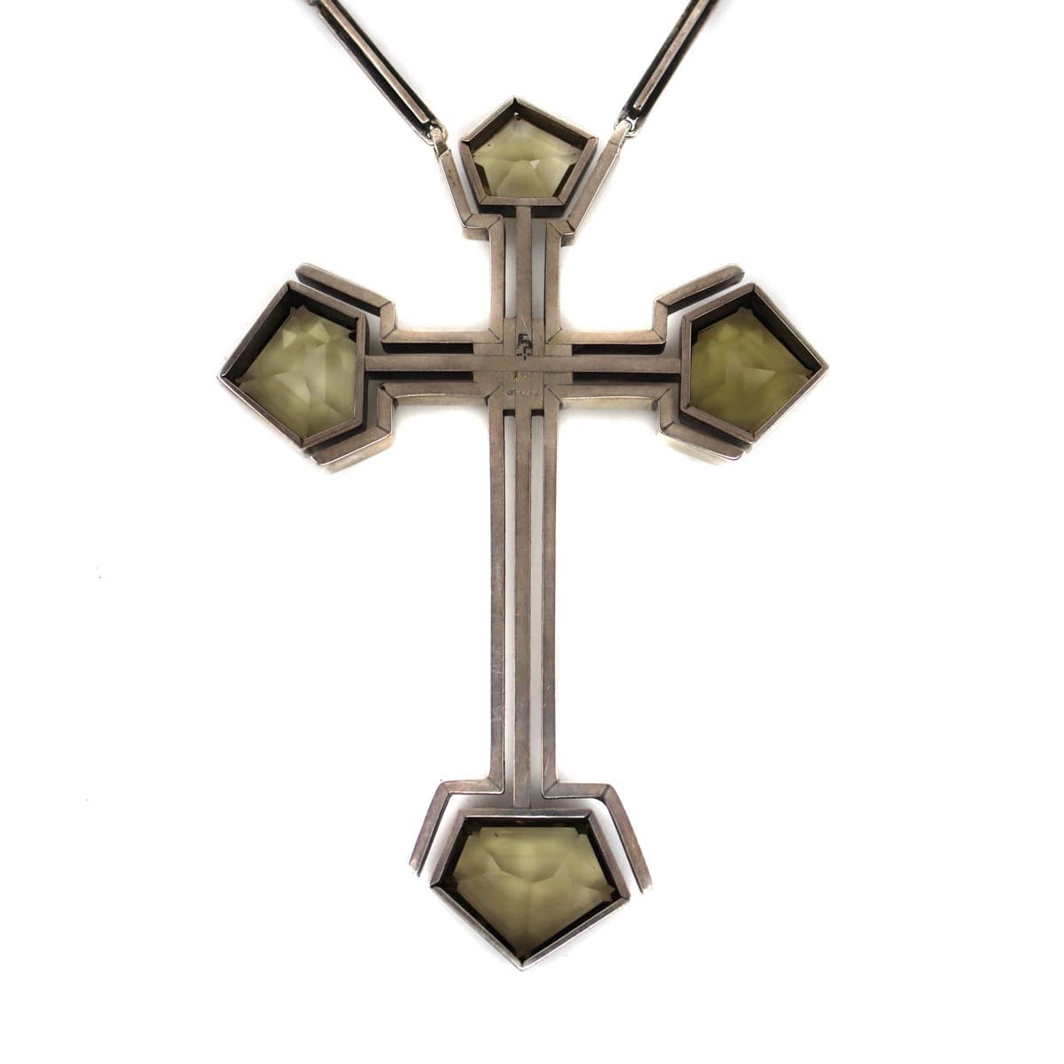 Frank Patania Jr. - Citrine, 14K Gold, and Sterling Silver Cross Pendant with Chain, 19" length, 5" x 3.5" pendant (J91699-1222-014)3