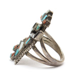 Zuni Multi-Stone Inlay and Silver Rainbow God Ring c. 1950-60s, size 6 (J91868A-0121-027) 1
