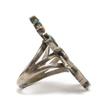 Zuni Multi-Stone Inlay and Silver Rainbow God Ring c. 1950-60s, size 6 (J91868A-0121-027) 3
