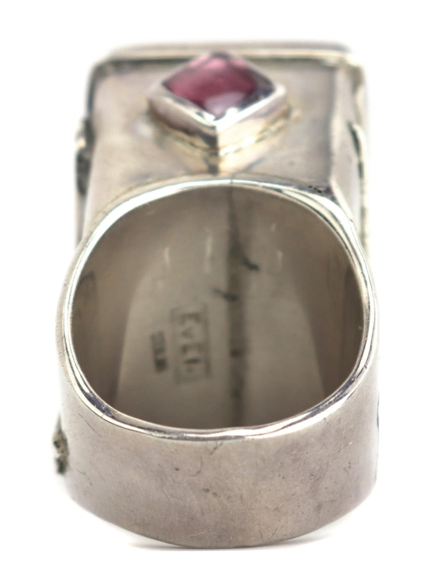 Eveli Sabatie - "Temple of Water" Multi-Stone Channel Inlay Ring c. 1990s, size 7.5 (J91903C-0922-002) 2