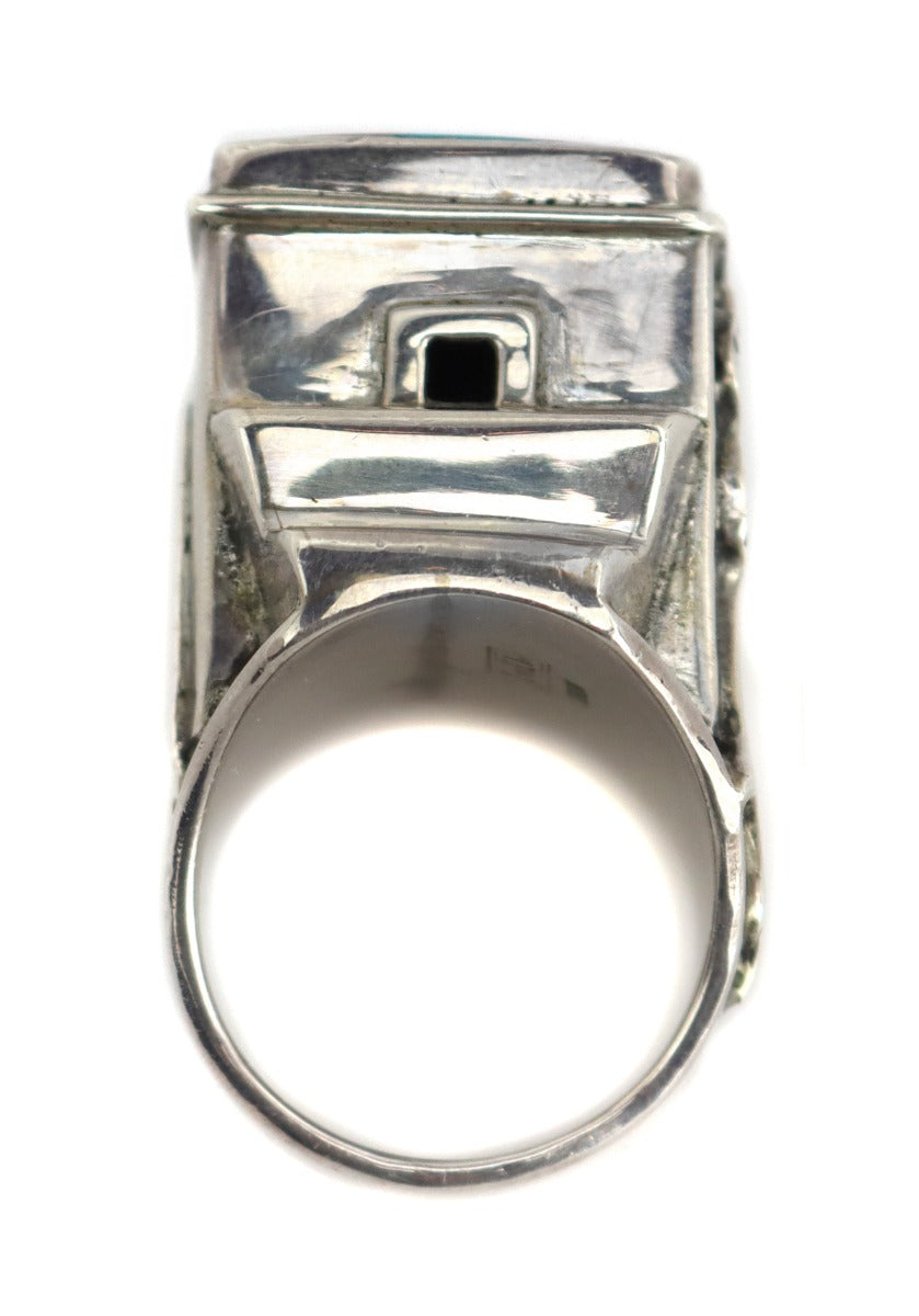 Eveli Sabatie - "Temple of Water" Multi-Stone Channel Inlay Ring c. 1990s, size 7.5 (J91903C-0922-002) 5