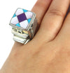 Eveli Sabatie - "Temple of Water" Multi-Stone Channel Inlay Ring c. 1990s, size 7.5 (J91903C-0922-002) 6