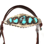 Navajo Leather, Turquoise, and Silver Horse Bridle c. 1930-40s, 37" x 15" (M91926B-1121-002)1
